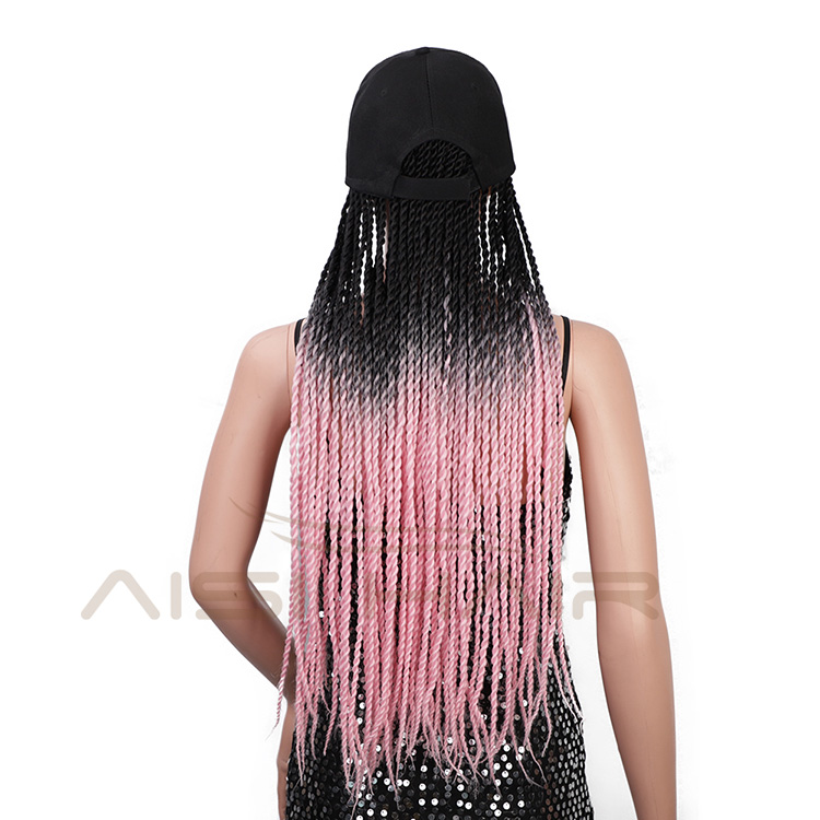Aisi Hair Heat Resistant Synthetic Baseball Hat With Crochet Twist Braiding Hair Extension For Black Women Synthetic Hair Wigs
