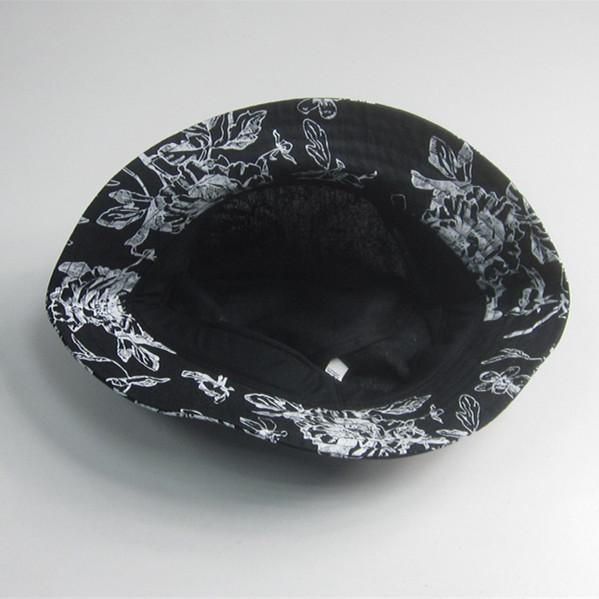 High Quality Black Print Bucket Hat