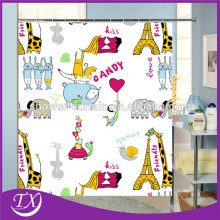 kids cartoon printed polyester shower curtains