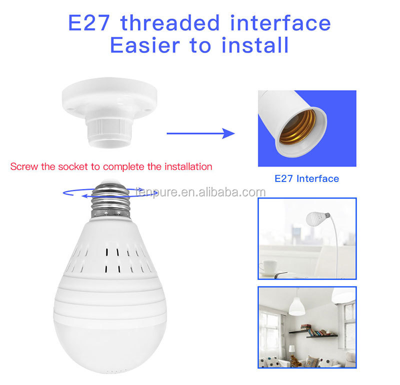 WIFI Light Bulb Camera CCTV Hidden Camera Night Light Bulbs 360 degree Motion Sensor Wireless IP 960P Light Bulb Nanny Cam