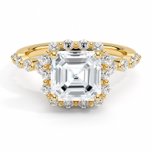 18K Gold Ring with Asscher Cut Lab Diamond