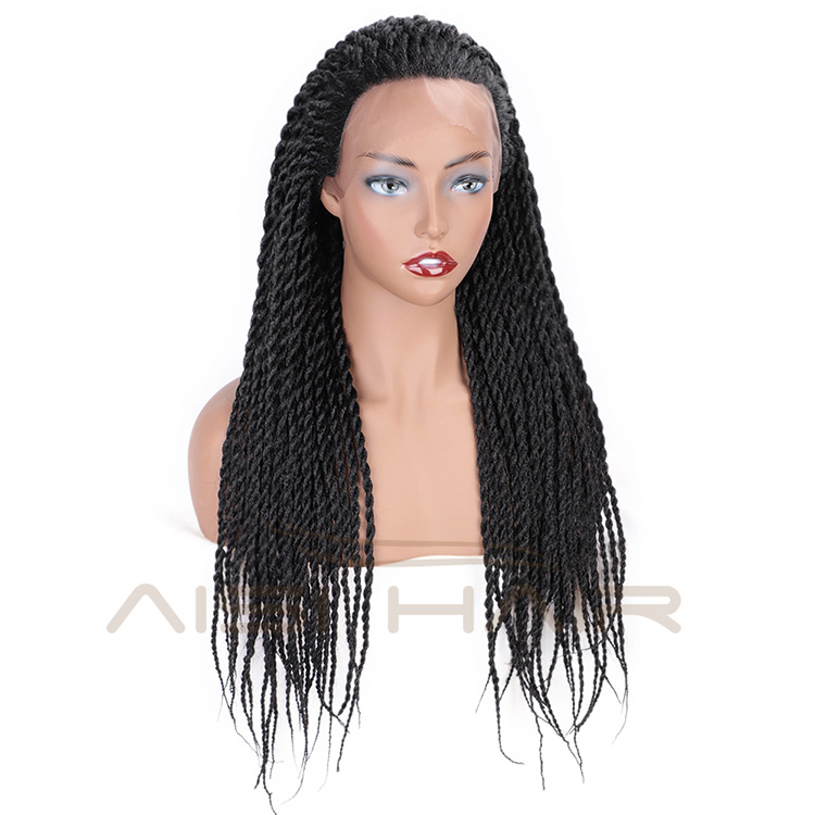 Aisi Hair Heat Resistant Synthetic Fiber Lace Front Twists Braids Wig Lace Front Long Braiding Wigs for Black Women