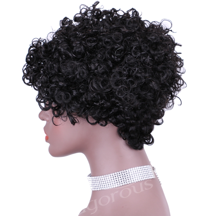 Vigorous Top Quality Black Afro Kinky Curly Wigs for Black Women Short Side Part Human Hair Wholesale Price