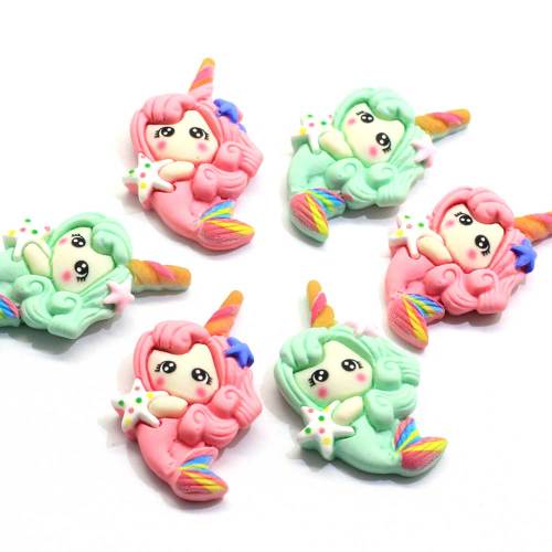 Μόδα 3D Sea-maid Kawaii Resin Cabochon Flatback Beads Charms Room Decoration DIY Craft Ornaments