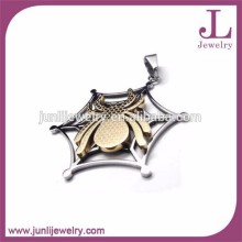 Gold Spider On Silver Web Stainless Steel Pendant Spider Necklace