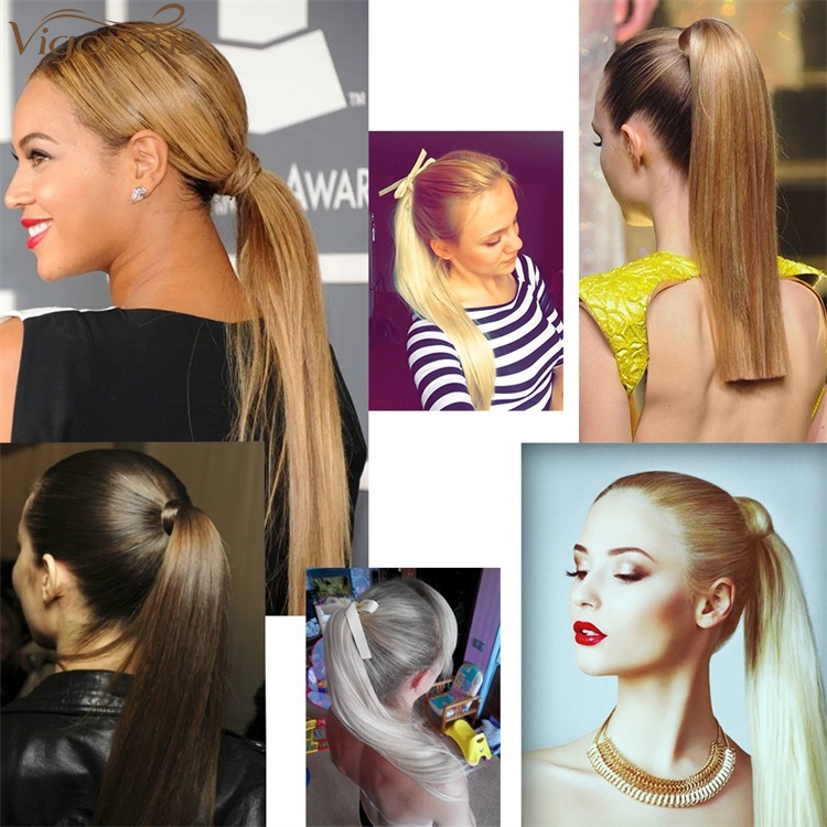 Vigorous Long Straight Wrap Around Clip In Ponytail Hair Extension Heat Resistant Synthetic Ponytail Hair 14 Color