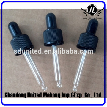 18mm black plastic cap with glass dropper and black bulb