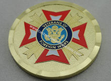 Zinc Alloy Gold Plating Veterans Of Foreign Wars Personalized Coins With Soft Enamel, For Commemorative