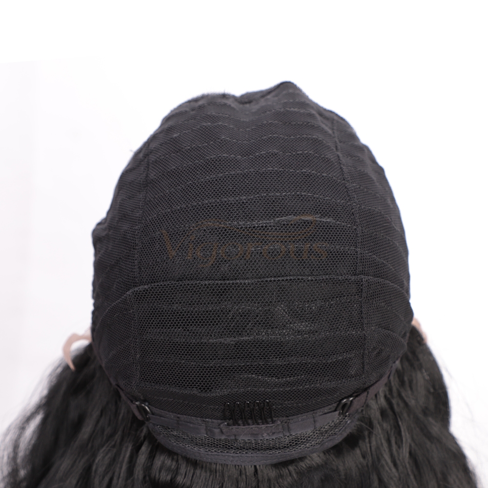 Vigorous Lace Front Wigs 26" Long Wavy Synthetic Wigs for Black Women 150% Density Deep Wave Middle Part Wigs(Natural Black)