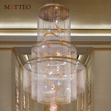 Modern Traditional Crystal Drops Hanging LED Chandelier Pendant Lamp for Hotel Lobby