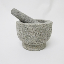 Footed Stone Mortar With Pestle