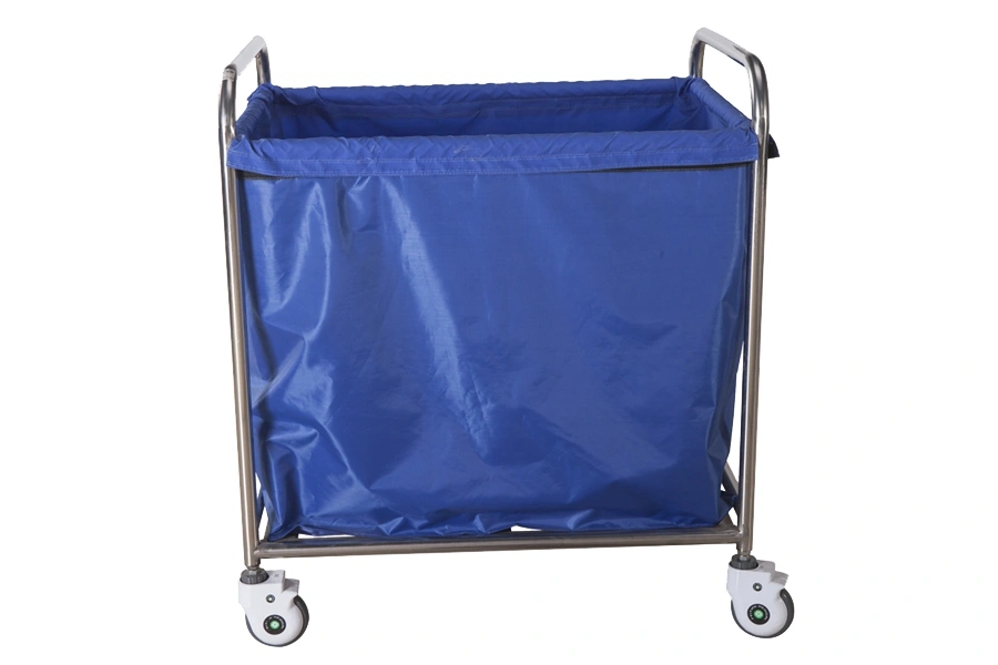 Hospital Equipment Stainless Steel Dirty Linen Medical Waste Trolley with Wheels
