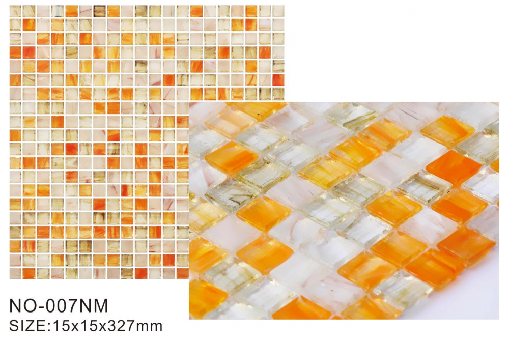 المنتجات الشعبية ice Orange Frosted glass mosaic Tiles