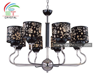 black shade iron chandelier lamp