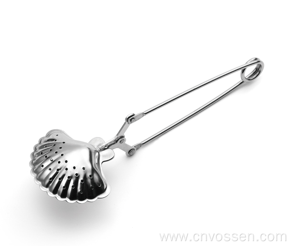 Stainless steel shell shaped tea infuser with handle