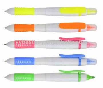 flat ball pen +highlighter for promotion