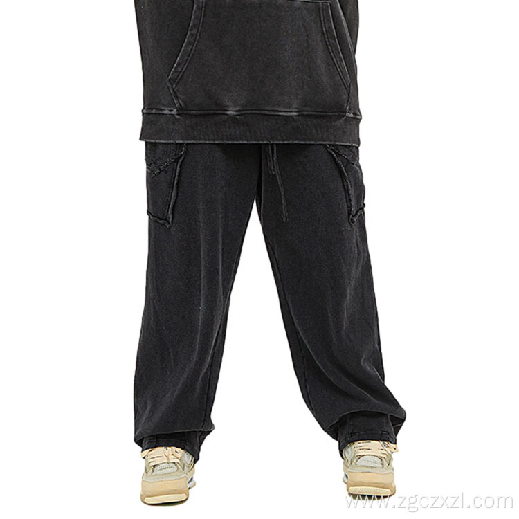 Washed loose edge wool pocket turnip pants sweatpants