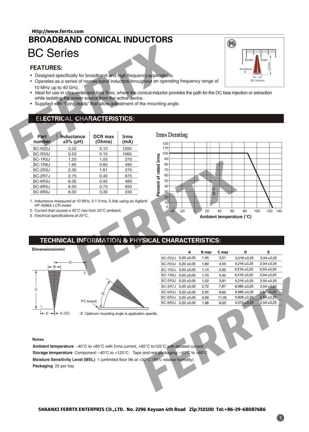 Inductor de bobina de aire BC Air Coil Inductor BC