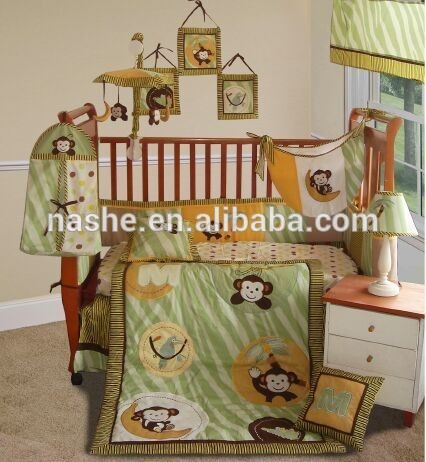 100% cotton embroidery super soft boy Bed linen set/Baby crib bedding sets