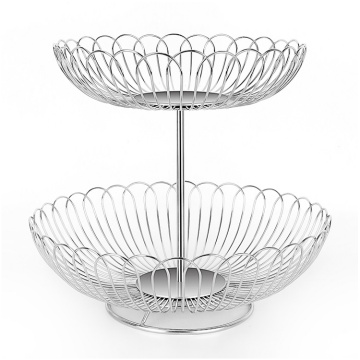 2-tier stainless steel metal wire fruit vegetable basket