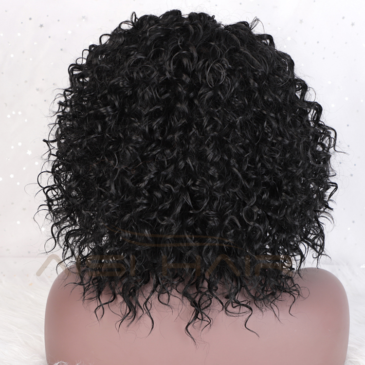 Aisi Hair Hign Quality Short Bob Kinky Curly Natural Black Wig Afro Deep Curly Synthetic Hair Lace Frontal Wigs For Black Women