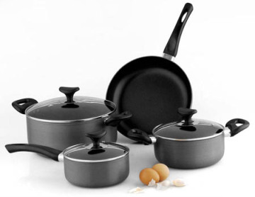 7 Pcs Hard Anodized Coat Cookware Set (PT-S1407)