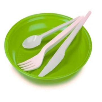 Disposable biodegradable CPLA plastic cutlery plate set