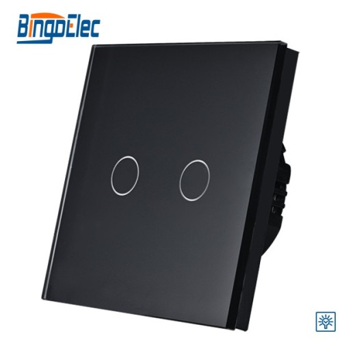 2gang EU/UK glass panel LED touch dimmer switch