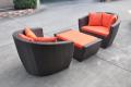 3pcs orange Rattan aliminum Gestell-Sofasatz