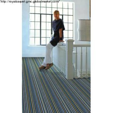 Multi-colored, Striped Tufted Floor Carpet