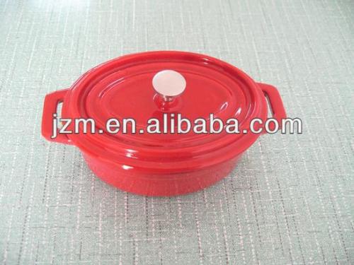 cast iron mini oval cocotte red/black