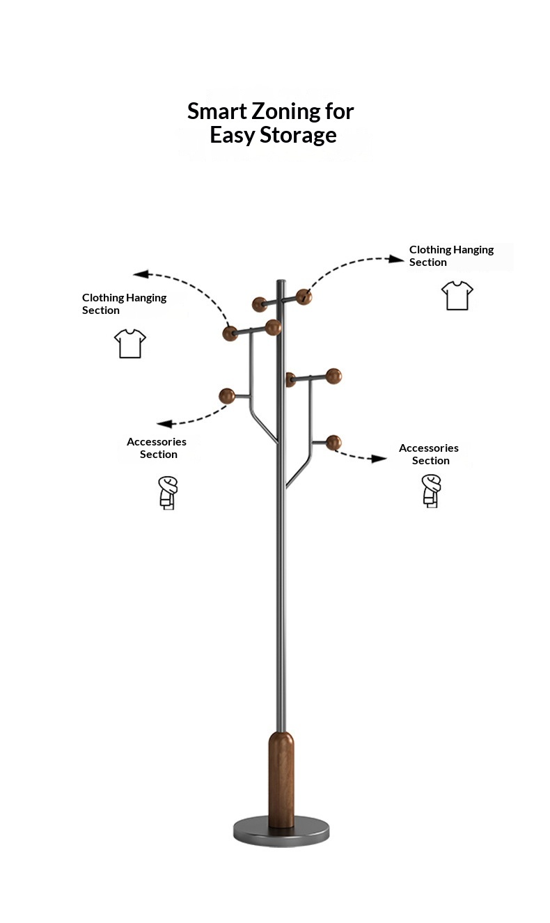 درخت تالار استیل ضد زنگ با آویزهای درختی شکل Stainless Steel Hall Tree with Tree-Shaped Hangers