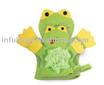 cute animal bath glove with bath ball