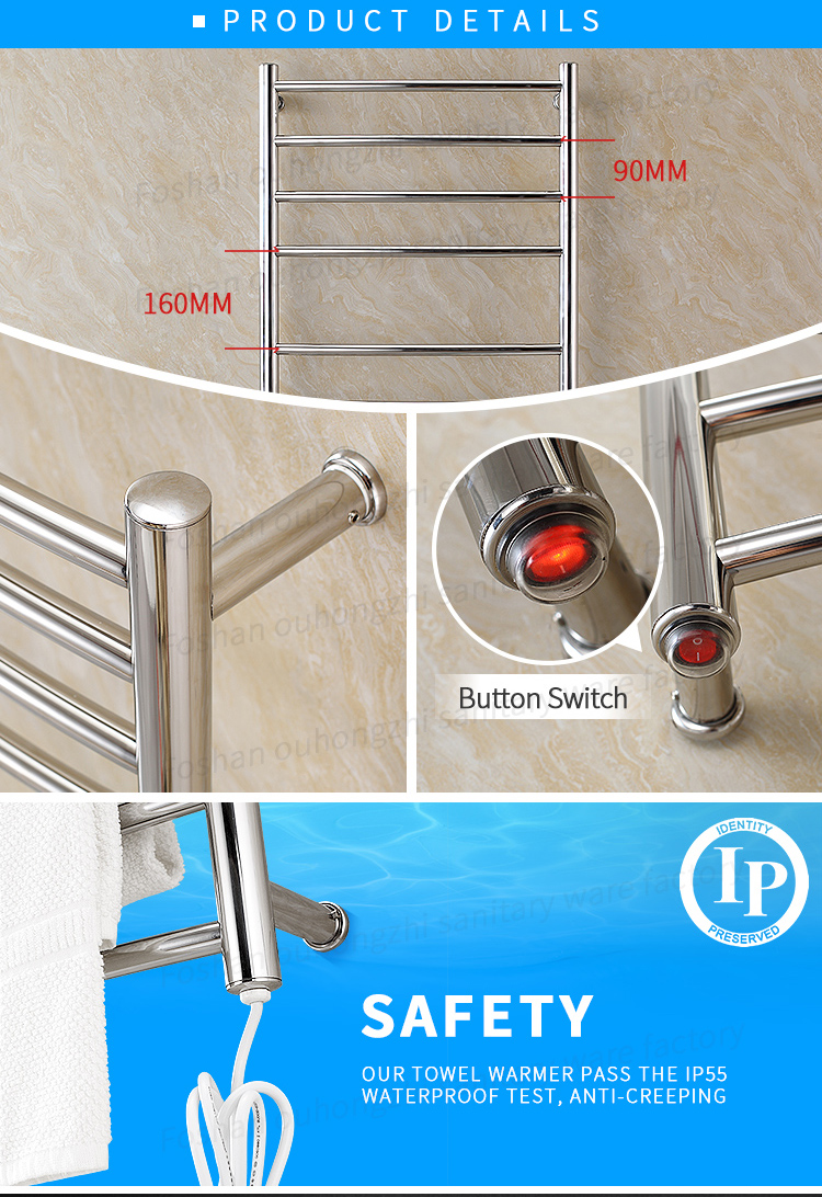 Newest Design Electric Heating Towel Rack Bathroom Heated Rail Towel Warmer