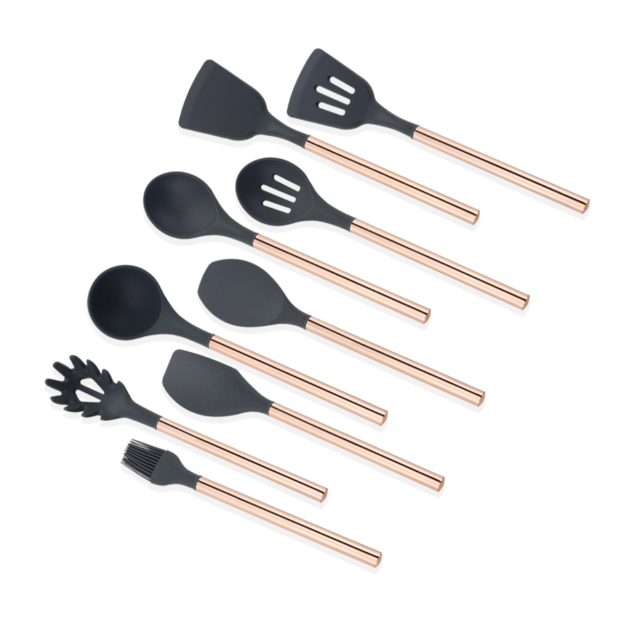 9PCS Rose Gold Silicone Cooking Utensils Set