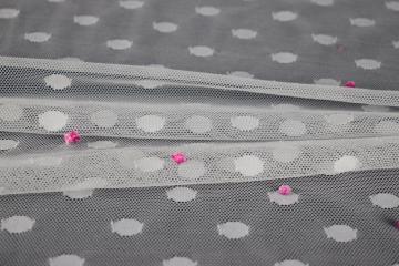 Nylon Spandex White Dots Mesh Fabric