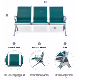 3 Seats Stainless Steel Hospital Waiting Chair