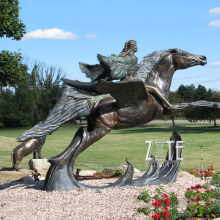 Outdoor Garden Bronze flying angel sculpture winged horse statue
