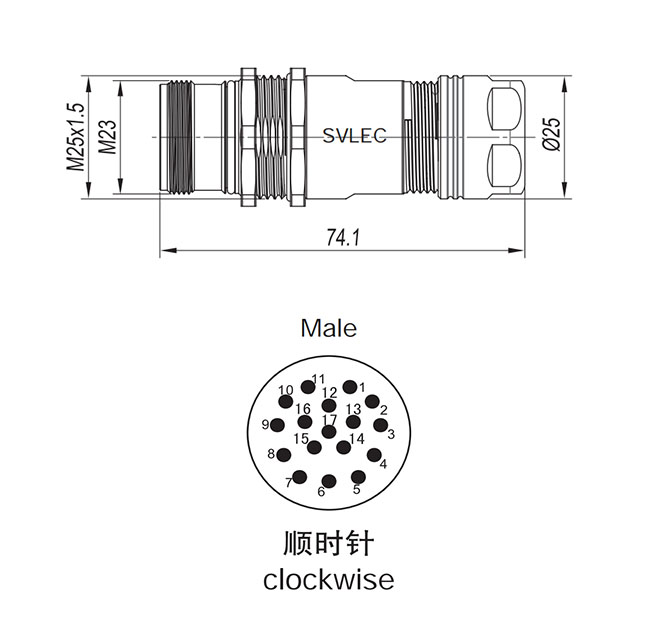 M23 fixed connector