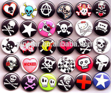 PUNK EMO SKULLS BADGES Lot x 30 Buttons Pins Wholesale 25mm