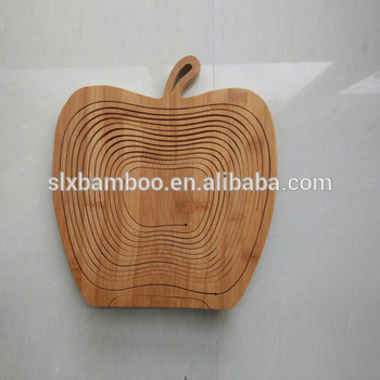 apple shaped folding cheap bamboo basket