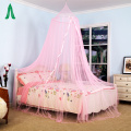 100% Polyester Ribbon Mosquito Nets Pink Circular Canopy