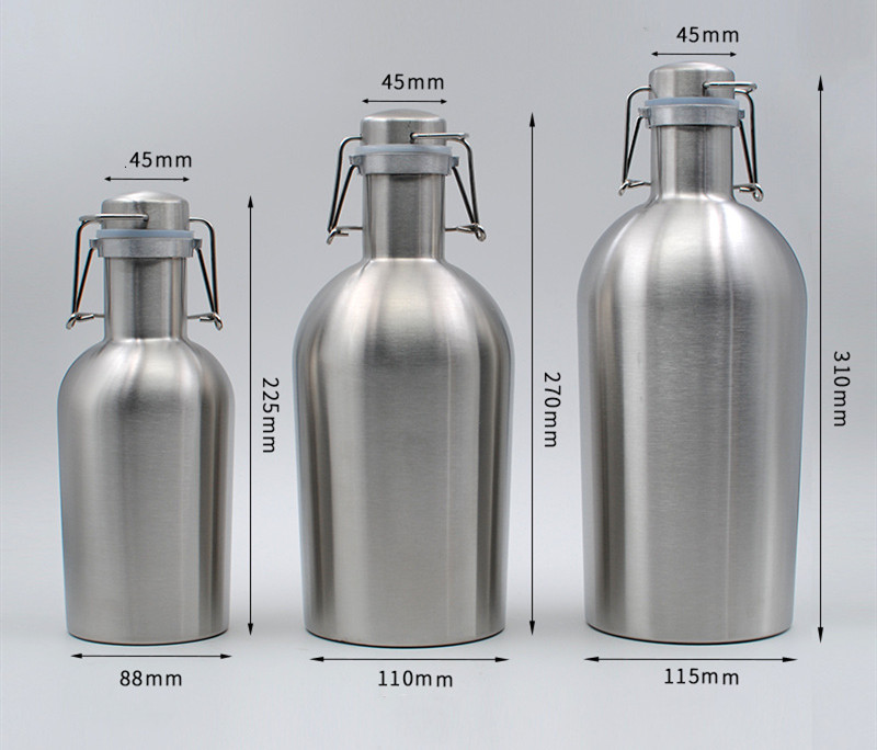 2L 2.5L Double Wall Growler Stainless Steel Flask Vacuum Thermos Beer Wine Flask