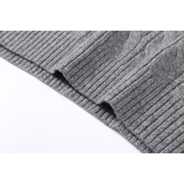 Men's Knitted Crew-Neck Cable Pullover Acrylic/Wool Sweater