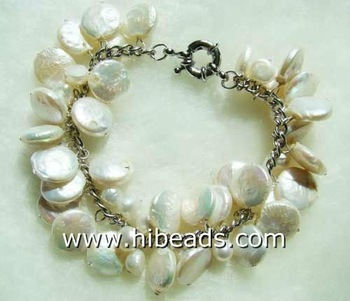 cultured coin freshwater pearls jewelry FTB0002