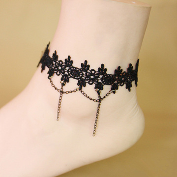 Black Lace Anklet With Chains Women Ankle Bracelet Wholesale