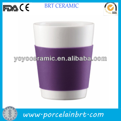 porcelain cup with silicone sleeve