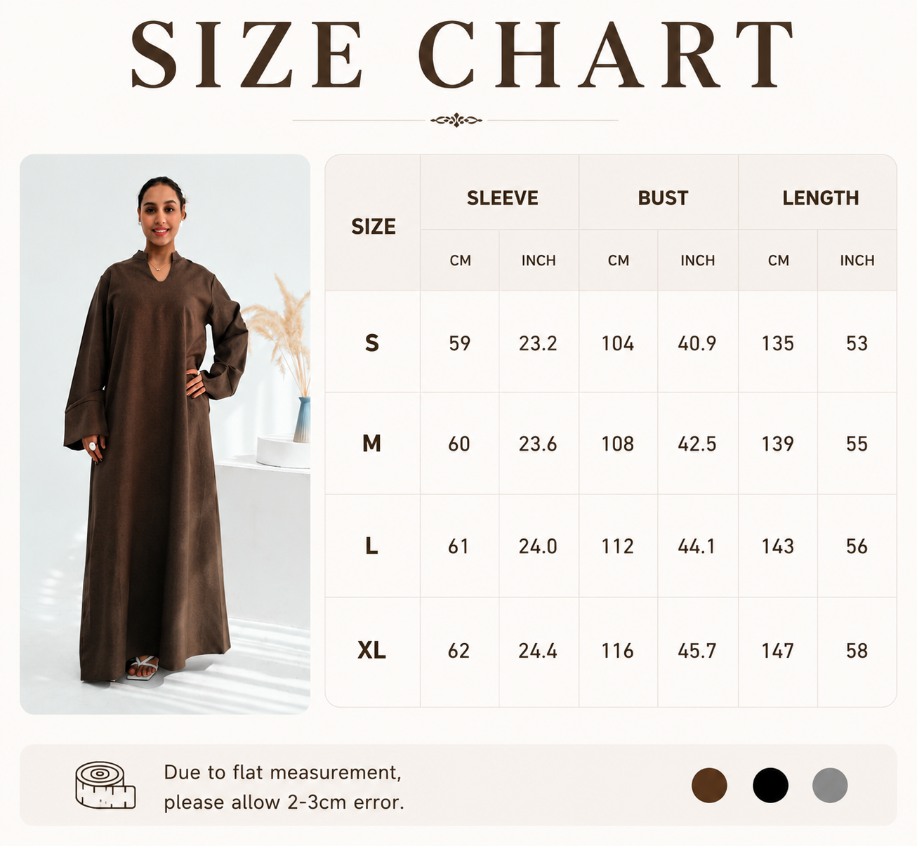 نمای جلوی کتانی بسته Abaya مینیمالیست شل Linen Closed Abaya Minimalist Loose Fit Front View