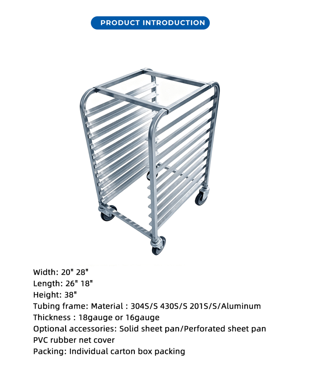 الفولاذ المقاوم للصدأ ورقة المخابز عموم الرف العربة X Stainless Steel Bakery Sheet Pan Rack Cart X
