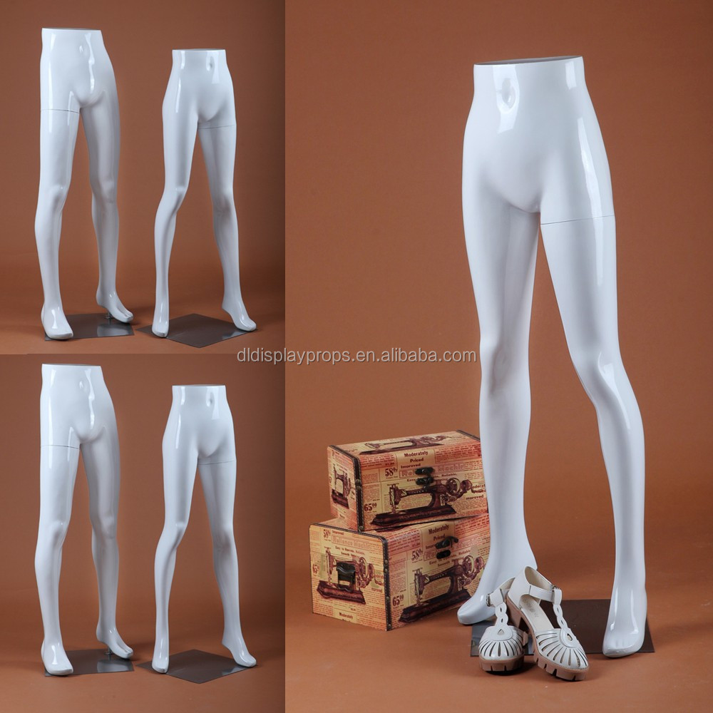 Female garment tools leg mannequin pant model glossy white fiberglass lower body mannequin with base